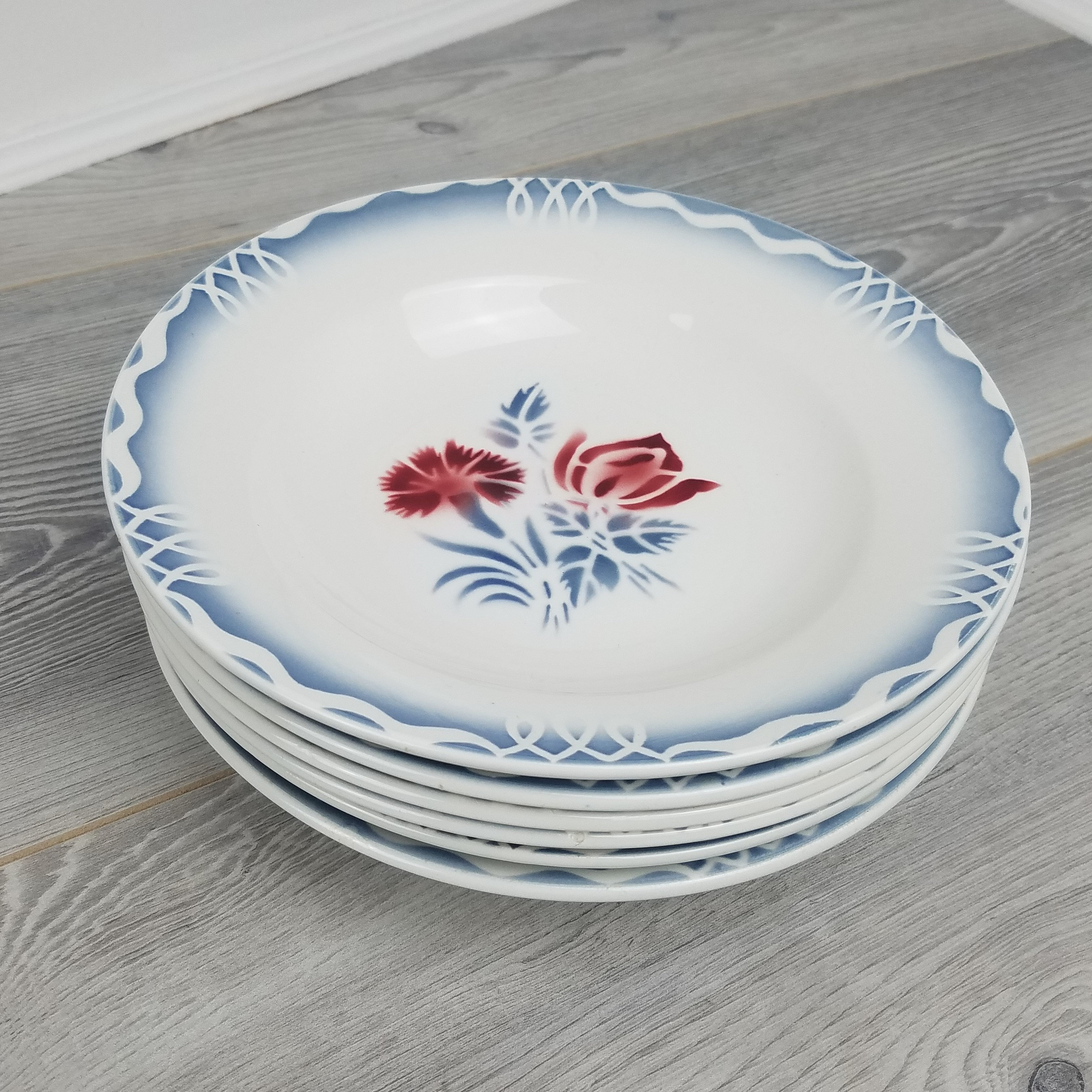 6x Perfect Sarreguemines Digoin Juliette Design Assiette/ Bol à Soupe