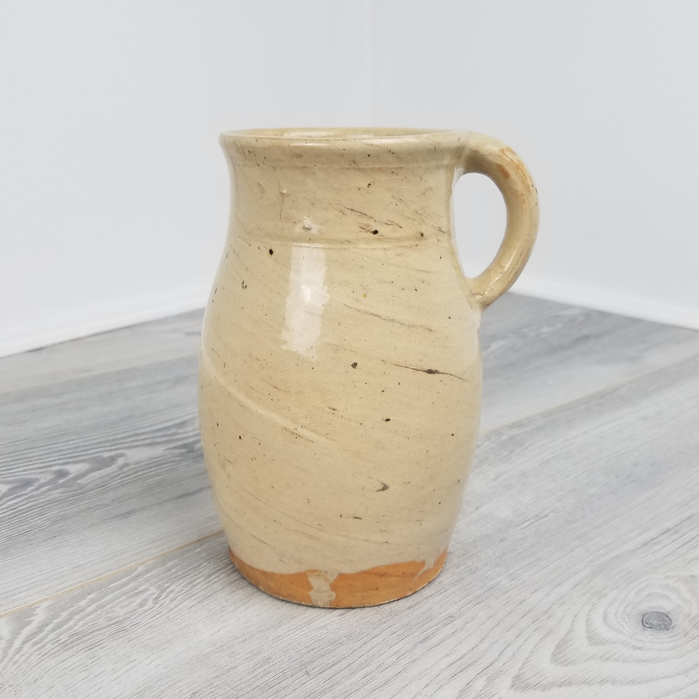 Caramel Chaud Vintage Grès Français Farm Pitcher/Pitche Cruche Jug