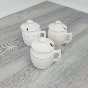 Digoin White Lidded Moutardier/Mustard Pot from the 1930s