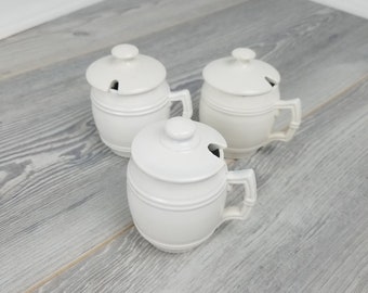 Digoin White Lidded Moutardier/Mustard Pot from the 1930s