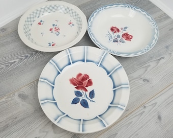 Vintage Digoin Bastia, Daupin and Marinette Design Shallow Petit Salad Bowls/ Saladiers