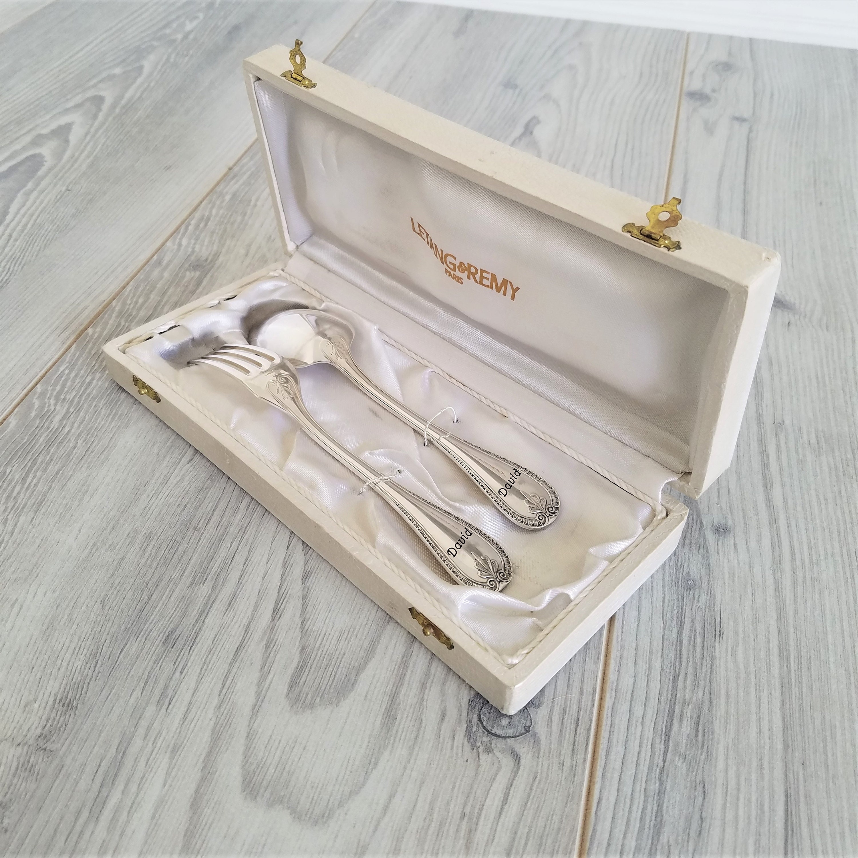 A Set of Vintage Christofle Silver Christening Cutlery Spoon Etsy