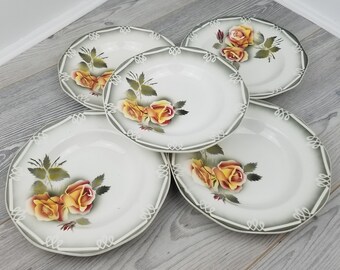 5 x Odile Design Decagon Shape Digoin Sarreguemines Soup/Dessert plates