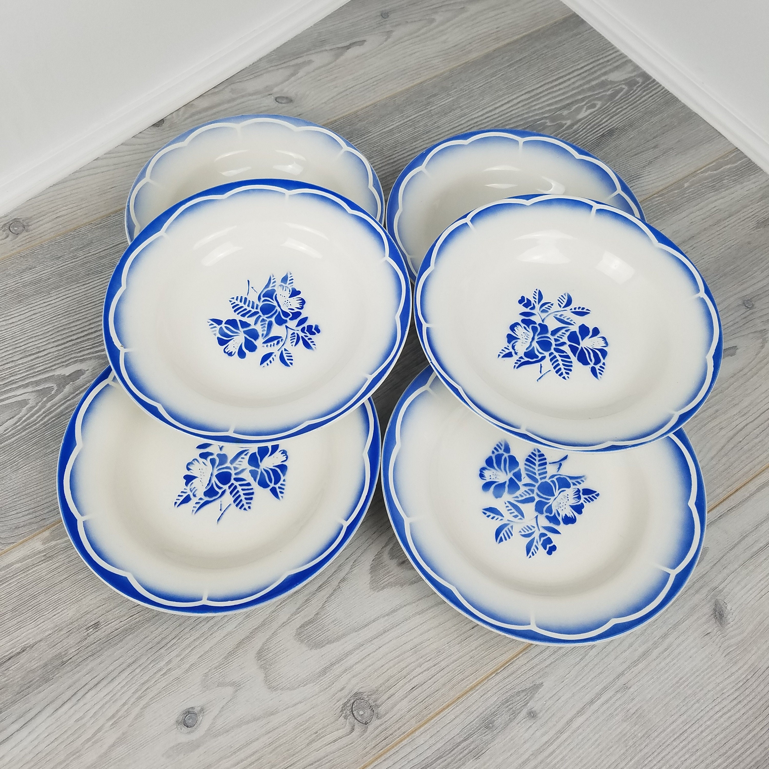 6 X Sarreguemines Digoin Marsac Design Assiette à Soupe/Bol
