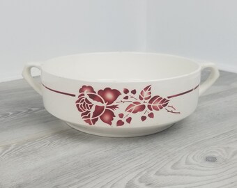 St Amand Bordeaux Red Leo Rose Design Handled Salad Bowl/ Saladier