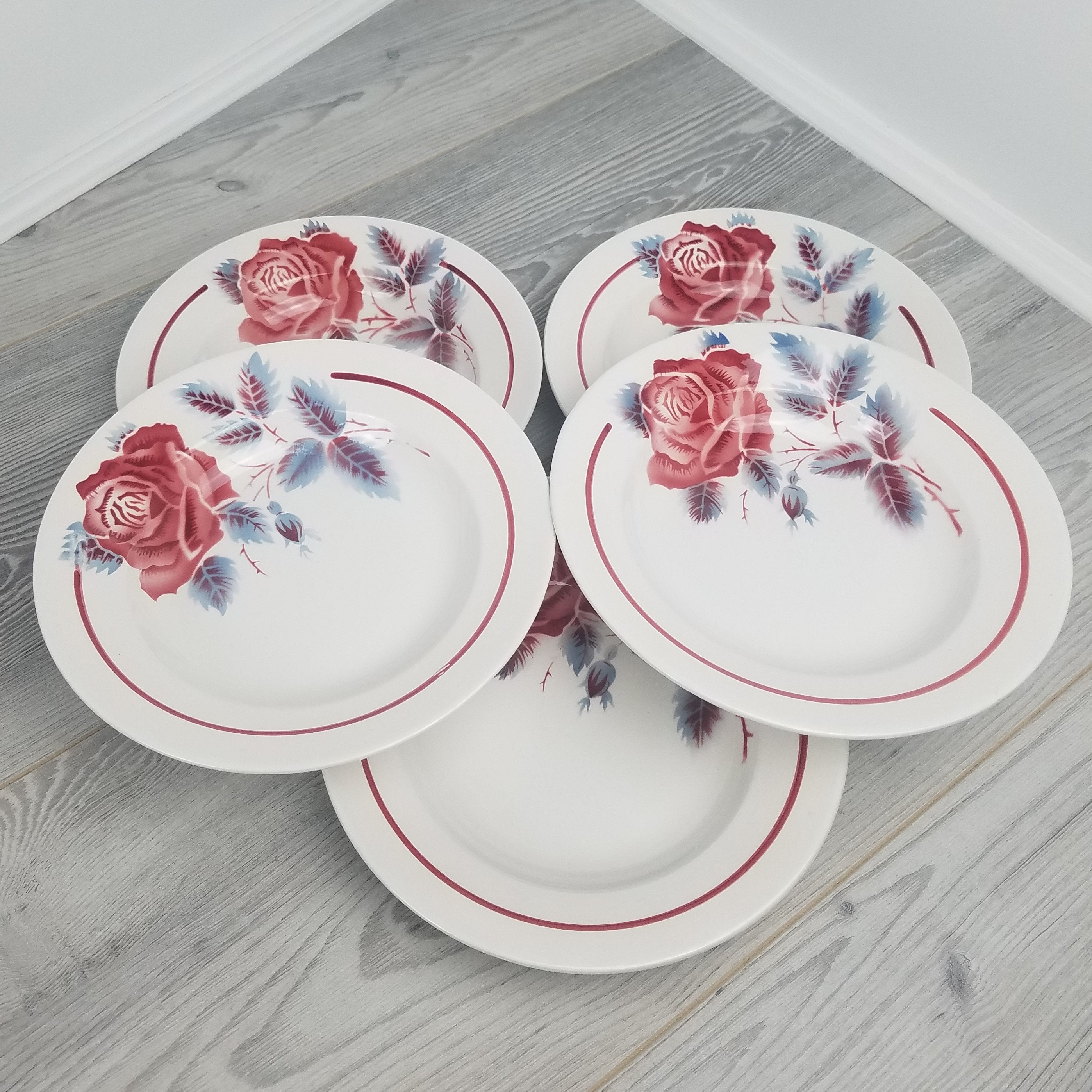 5x Bon État Sarreguemines Digoin Lucette Design Assiette/Bol à Soupe