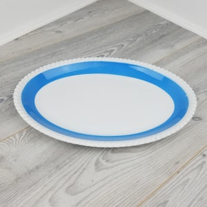 Vintage Badonviller Blue and White Fluted Rim Design 28cm Oval Platter