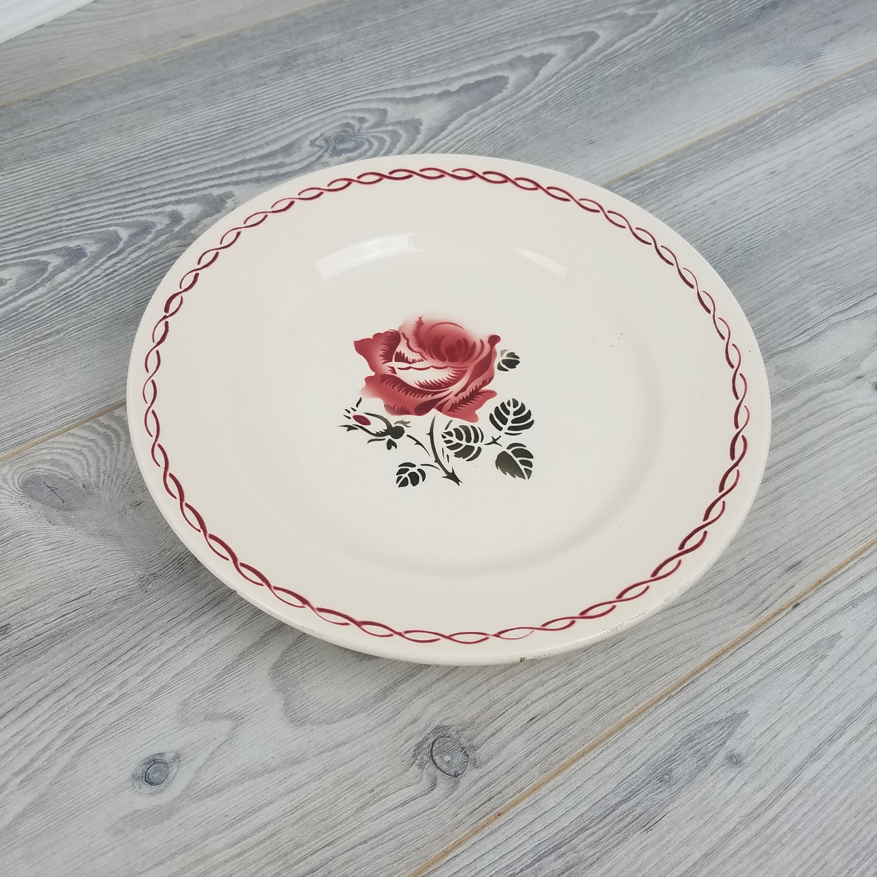 Vintage Badonviller Pretty Pink Rose Germaine Design Assiette de Service Plateau