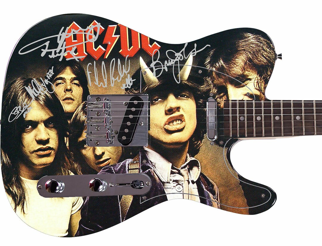 AC/DC ACDC Autographed Signed Custom Graphics Guitar - Etsy
