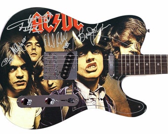 AC/DC Autographed Signed Custom Graphics Guitar - Etsy