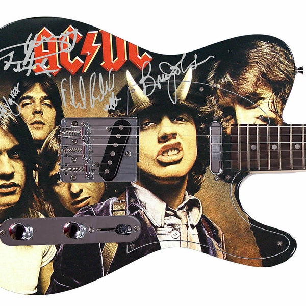 Chitarra con grafica personalizzata firmata AC/DC ACDC