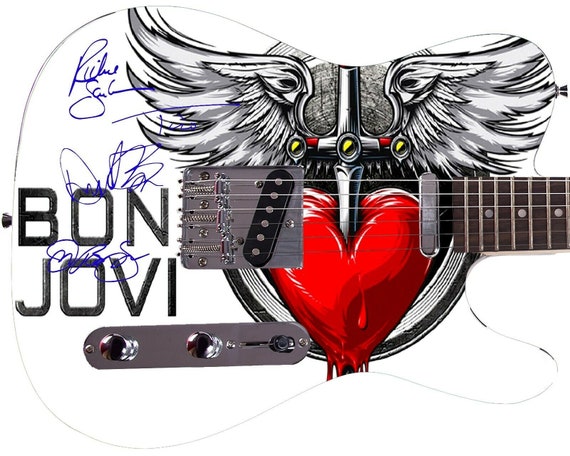 Bon Jovi Logo Autographed Photo Guitar - Etsy Bon Jovi Logo Autographed Photo Guitar - Etsy