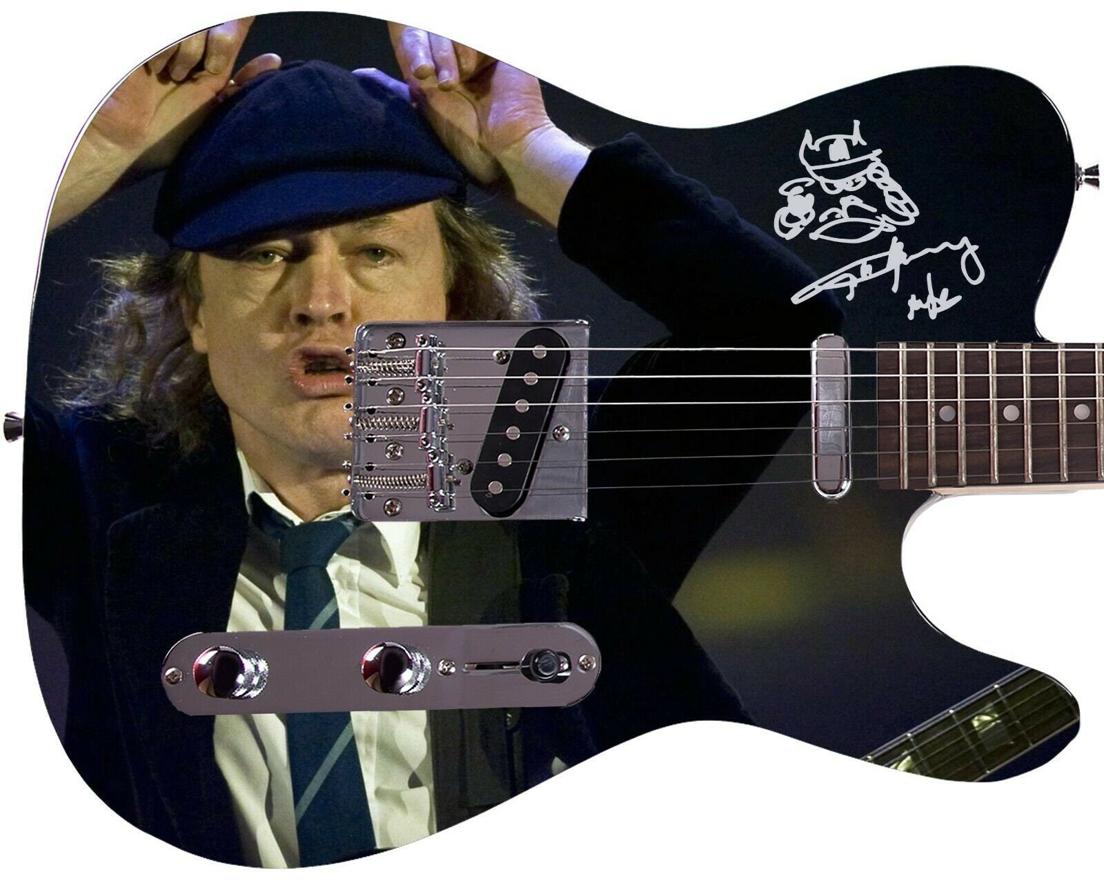 AC/DC ACDC 直筆サイン入り アンガス・ヤング サイン写真 ギター AC/DC ACDC 直筆サイン入り アンガス・ヤング サイン写真 ギター