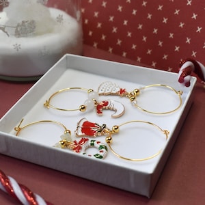 Handmade Wine Glass Charms |  |Christmas Accessories | Set Of Four | Christmas Gifts