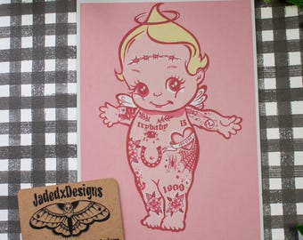 Kewpie Baby Art Print | Tattooed Kewpie | Alternative Art Prints