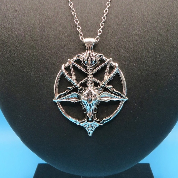 Very unusual handmade Baphomet pendant on hypoallergenic chain Satan, demon, deity, goats head, pentagram, Knights templar, Sabbatic goat