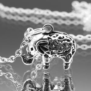 Recycled Sterling Silver Elephant Necklace: Good Luck Animal Pendant