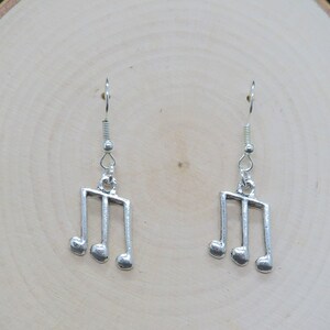 Quirky Musical Note silver unisex earrings • eighth note triplet • quaver symbol • music lovers • handmade jewellery • gifts for musicians
