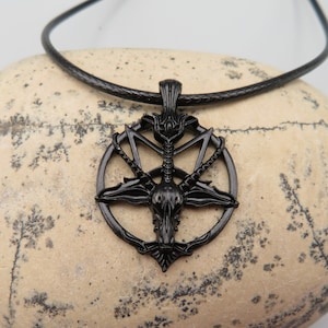 Handmade Black Baphomet Pendant Necklace: Sabbatic Goat Jewelry