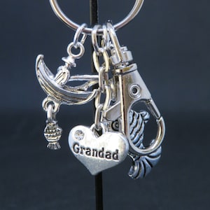 Llavero de pesca: regalo hecho a mano para el abuelo con dijes de barco y pez