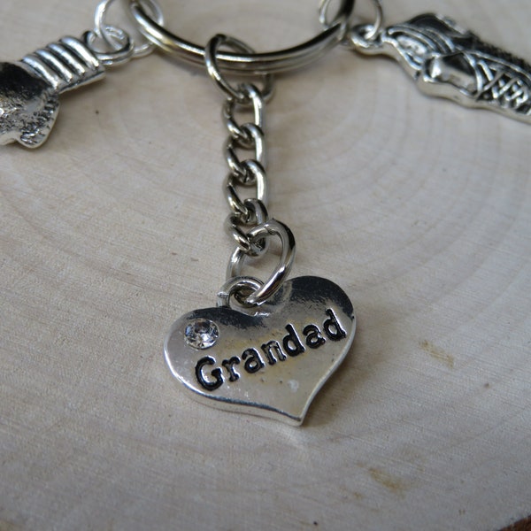 Wonderful Dad or Grandad keyrings for sports lovers with boxing gloves & football boots charms • special handmade gift ideas