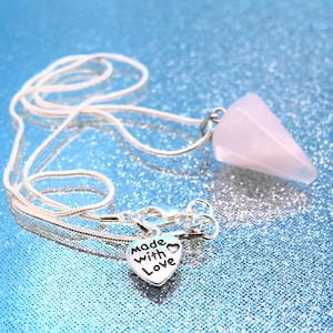 Rose Quartz Pendulum Necklace: 925 Sterling Silver Dowsing Pendant