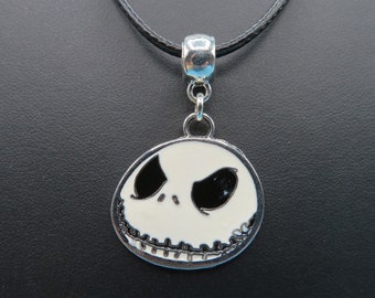 Awesome black & white Jack Skellington pendant adjustable black cord necklace • unisex gifts • handmade jewellery • TV themed