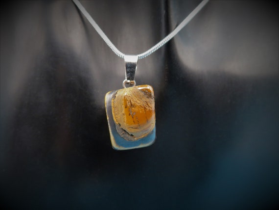 Collier Argent 925 Fait Main - Pierre œil De Tigre, Doré, Longueur 21 Pouces, Neuf Sans Emballage