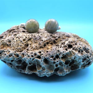 Handmade Labradorite Cuff Links: Stainless Steel Jewelry