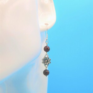 Red Garnet Flower Earrings: Sterling Silver Floral Jewelry