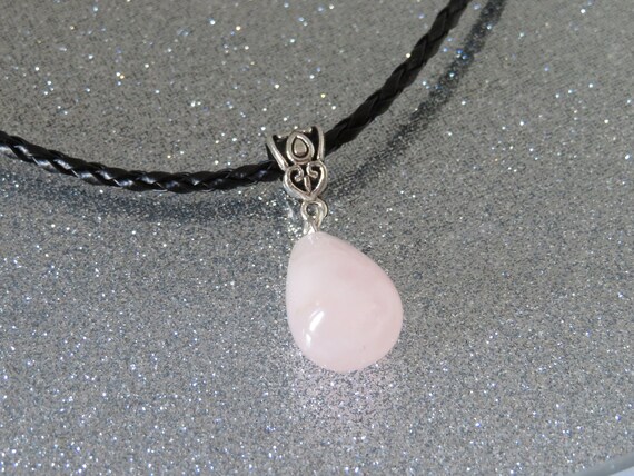 Gorgeous Genuine Pink Rose Quartz Teardrop Pendant