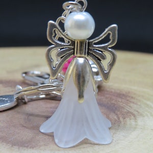 Special & unique Mums 3D Guardian Angel bag charm with bright pink tassel • handmade gifts • unique keyrings • Angel keychains