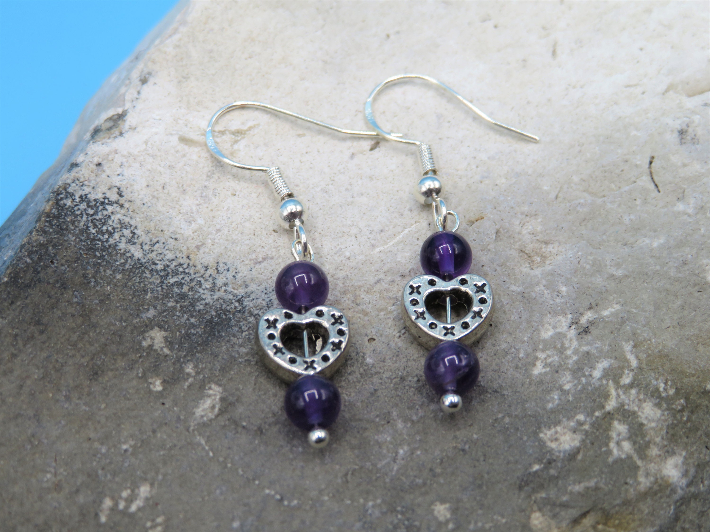 Orecchini In Argento Sterling 925 Con Ametista A Forma - Foto 10