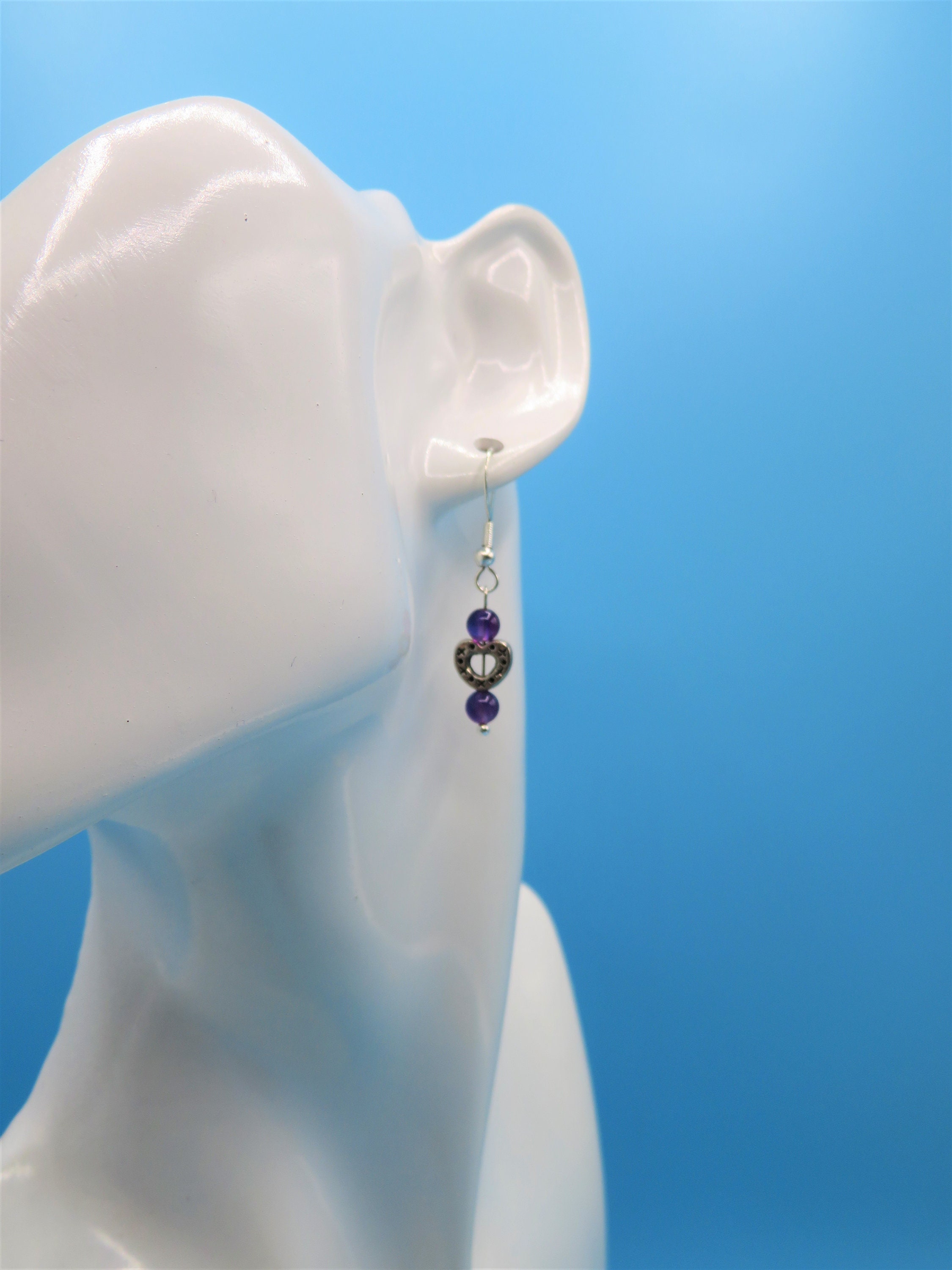 Argento Sterling .925 Con Zirconi E Ametista Creata Orecchini