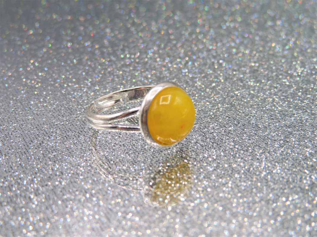 Stunning and Unique Bright Yellow Adjustable Silver Unisex Ring With ...