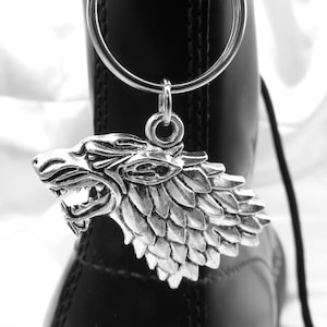 Silver Wolf Head Boot Charms: Handmade Dr Martens Accessories