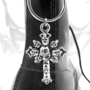 Silver Skull Crucifix DM Boot Charms: Gothic Boot Ornaments, Doc Martens