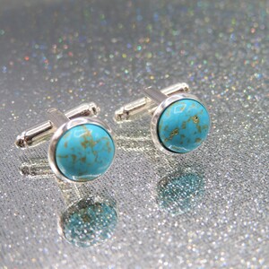 Handmade African Turquoise Cuff Links: Stainless Steel Men&#39;s Jewelry