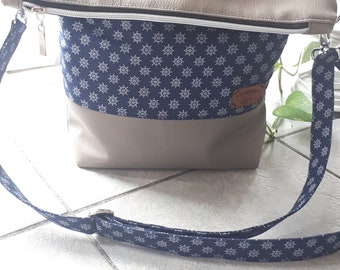 Handtasche Foldover *bestickt Umhängetasche Steuerräder *handmade 