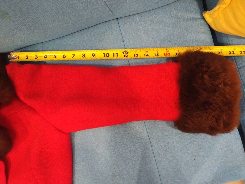 Mint Vintage Real Mink Trim Red Fur Coat with pockets 50s 60s Saks Fifth Avenue 100/% Wool Glamour