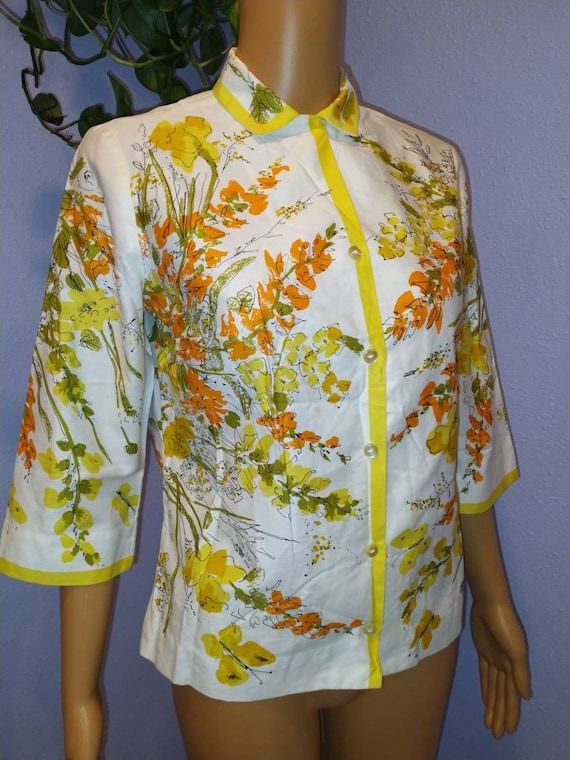 1960s Vera blouse Mid Century Mod Peter Pan collar