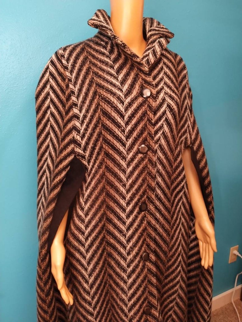 SALE Gorgeous Handmade Vintage cape poncho jacket Ombre 50s 60s One of a kind long pin up new condition L XL Plus size mens Womens image 4