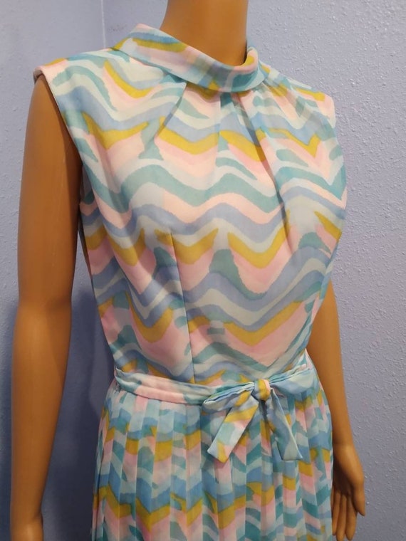 Pastel Chevron Pleated Sherbet Day Easter Tea Dre… - image 2