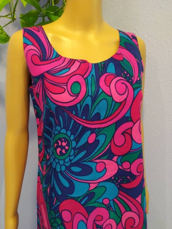 SALE Stunning 1960s Mid shift dress Psychedelic P… - image 1