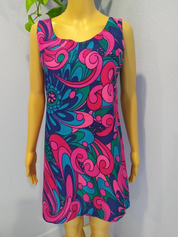 SALE Stunning 1960s Mid shift dress Psychedelic P… - image 8