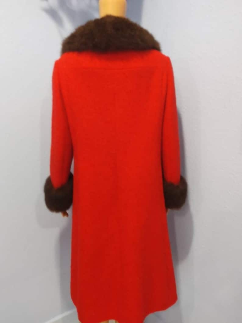 Mint Vintage Real Mink Trim Red Fur Coat with pockets 50s 60s Saks Fifth Avenue 100/% Wool Glamour