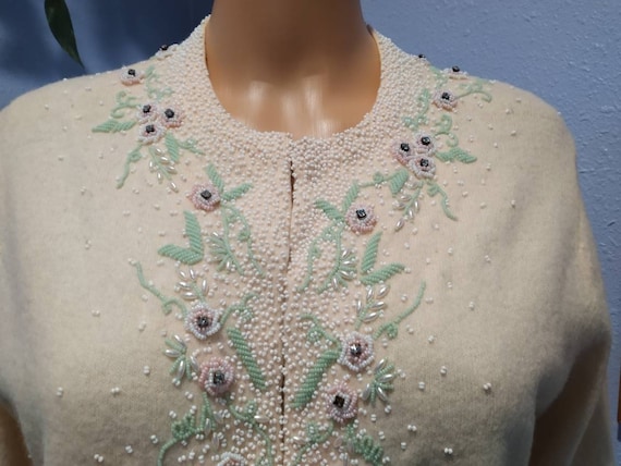 SALE Gorgeous EUC 50s 60 Vintage Hand Beaded heav… - image 1