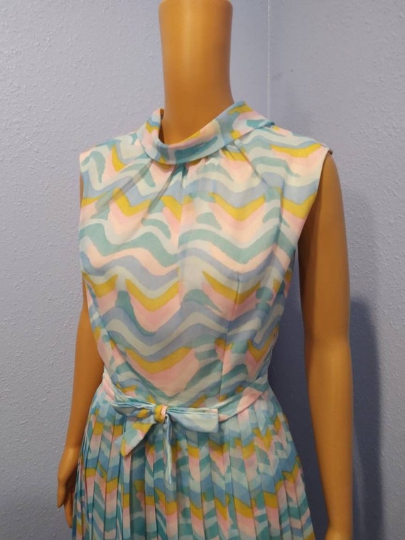 Pastel Chevron Pleated Sherbet Day Easter Tea Dre… - image 4