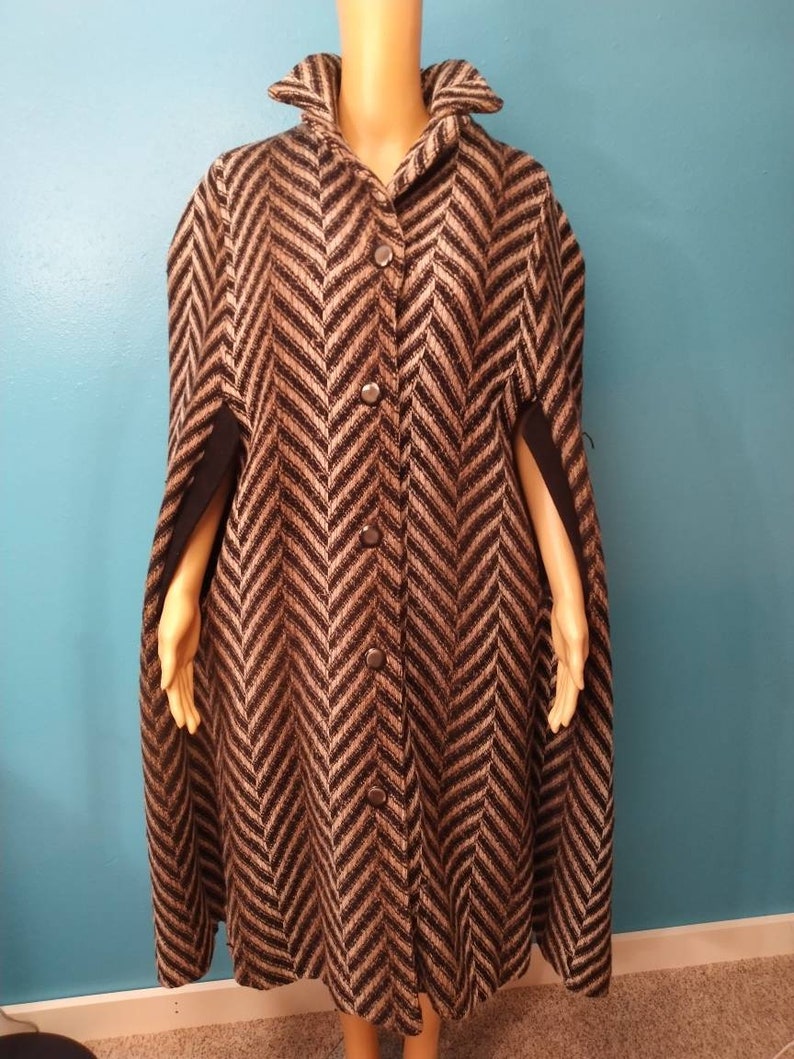 SALE Gorgeous Handmade Vintage cape poncho jacket Ombre 50s 60s One of a kind long pin up new condition L XL Plus size mens Womens image 3