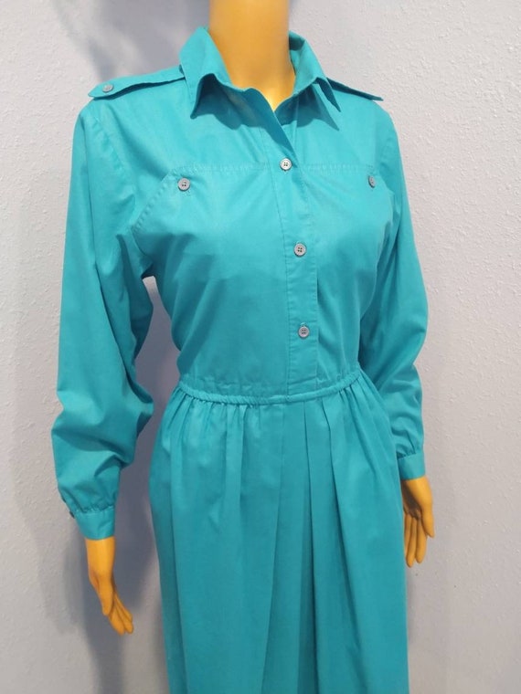 EUC 80s does 50s pleated shirtdress day dress wit… - image 1